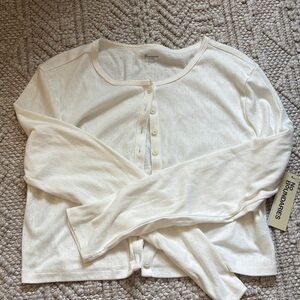 Pointelle Cream Button-Up Cardigan